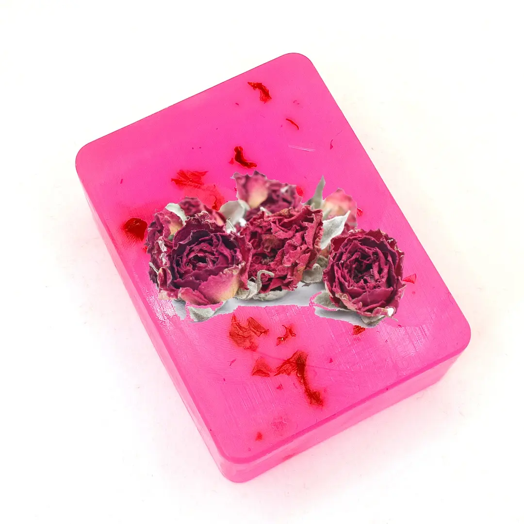 private-label-dry-flower-rose-soap-transparent.webp dry flower rose soap transparent bar soap brightening soap - Image 1